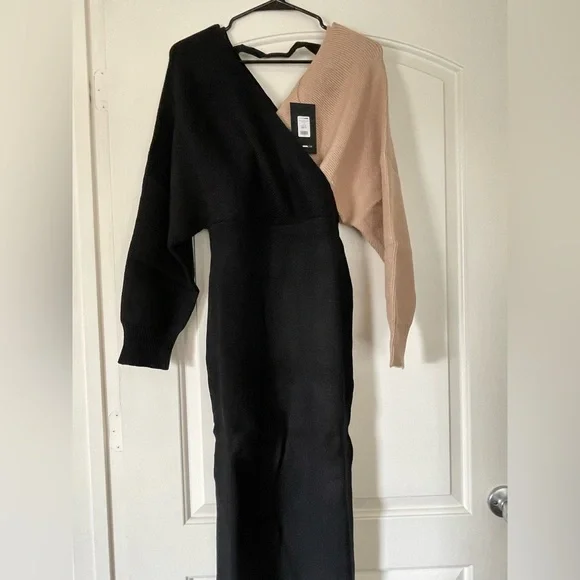 slim fit dress slacks Long Sleeve Sweater Dress  slayboo